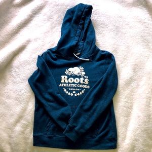 Roots hoodie. Sz Large. Teal color.